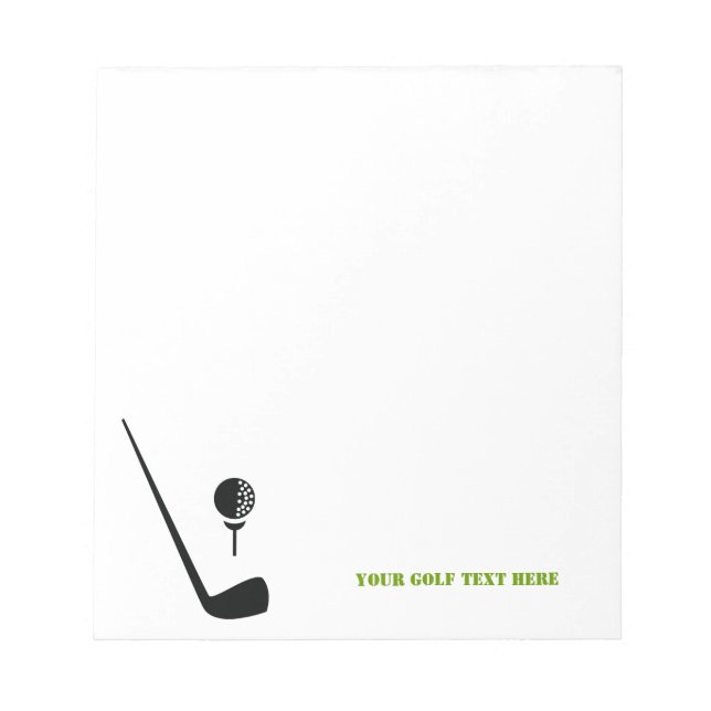 Bloc-note Golf club and ball black, green custom (Devant)