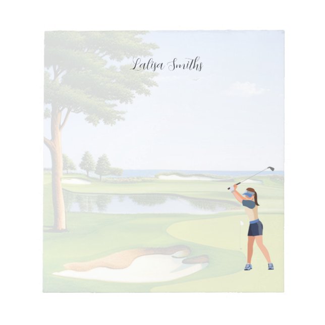 Bloc-note Golfer lady est golfeur note pad (Devant)