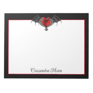 Bloc-note Goth Heart with Bat Wings Personnalisé