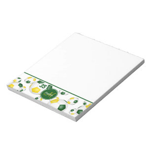 Bloc-note green gold soccer balls accent athlete gifts