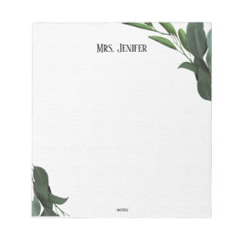 Bloc-note Green Leaves Minimalist Teacher Notepad