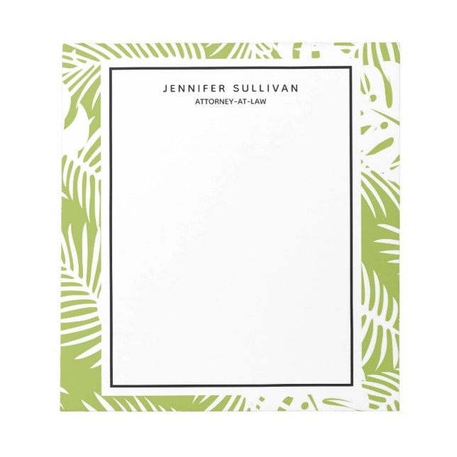 Bloc-note Green Palm Feuille Rainforest Motif (Devant)