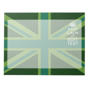 Bloc-note Green Teal Keep Calm And Have Your Text Union Jack