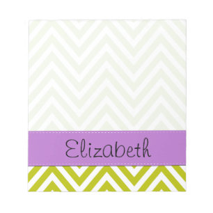 Bloc-note Green Zigzag, Green Chevron, Votre Nom