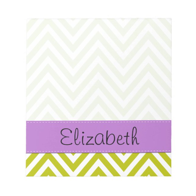 Bloc-note Green Zigzag, Green Chevron, Votre Nom (Devant)