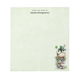 Bloc-note Grenouille avec chapeau vert et trèfle mignonne