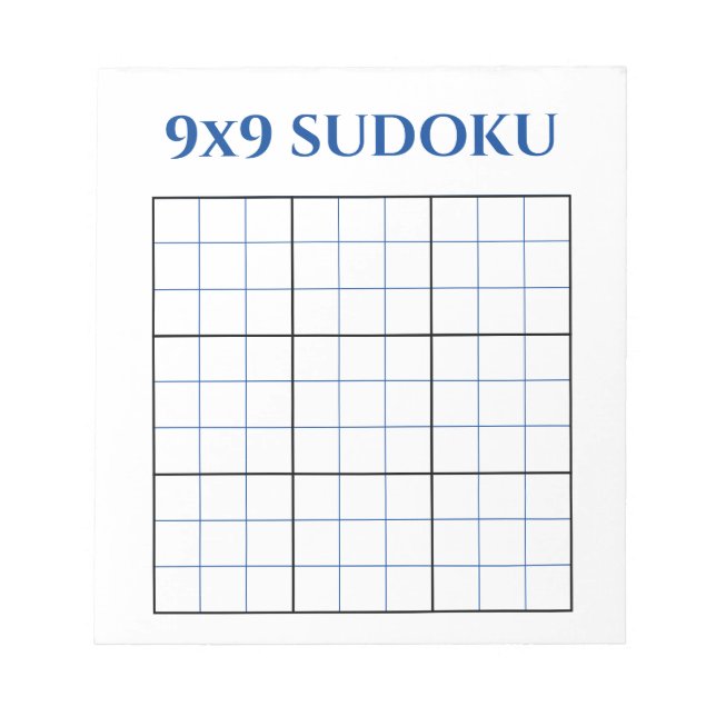 Bloc-note Grille Sudoku bleue 9x9 blanche (Devant)