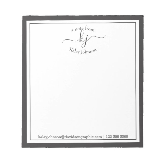 Bloc-note Gris personnalisé | À Partir Du Bureau Du Bloc-Not (Devant)