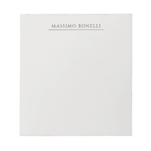 Bloc-note Gris Platine Minimaliste Moderne Nom Personnel