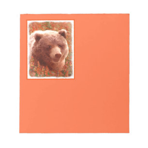 Bloc-note Grizzly Bear Cub dans Fireweed Peinture Art de la