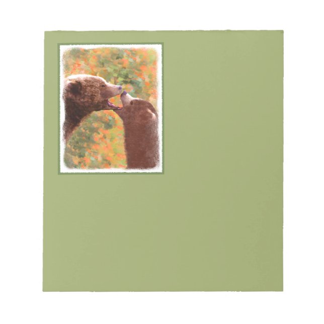 Bloc-note Grizzly Bear Mom and Cub Painting - Wildlife Art (Devant)