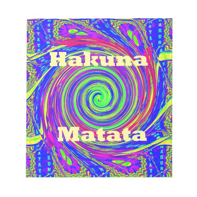 Bloc-note Hakuna Matata - Conception de tourbillons aux coul (Devant)