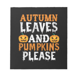 Bloc-note Halloween Autumn Leaves and Pumkins Birthday
