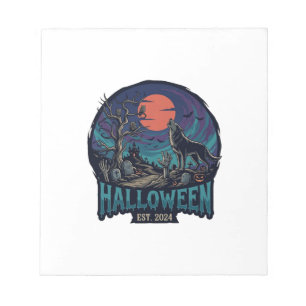 Bloc-note Halloween Est Hurlement Loup Lune Rouge Main Zombi
