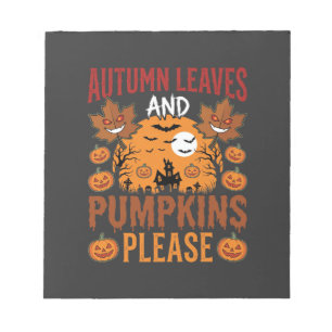 Bloc-note Halloween Feuilles d'Automne et Citrouilles Vecteu