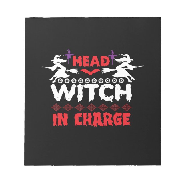 Bloc-note Halloween Head Witch En Charge Anniversaire (Devant)