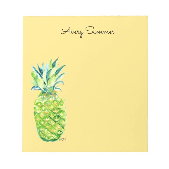 Bloc-note Hand-Painted Pineapple Yellow Grocery List       (Devant)