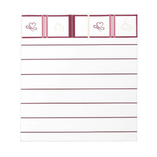 Bloc-note Hearts Lined Notepad – Whimsical Burgundy Design