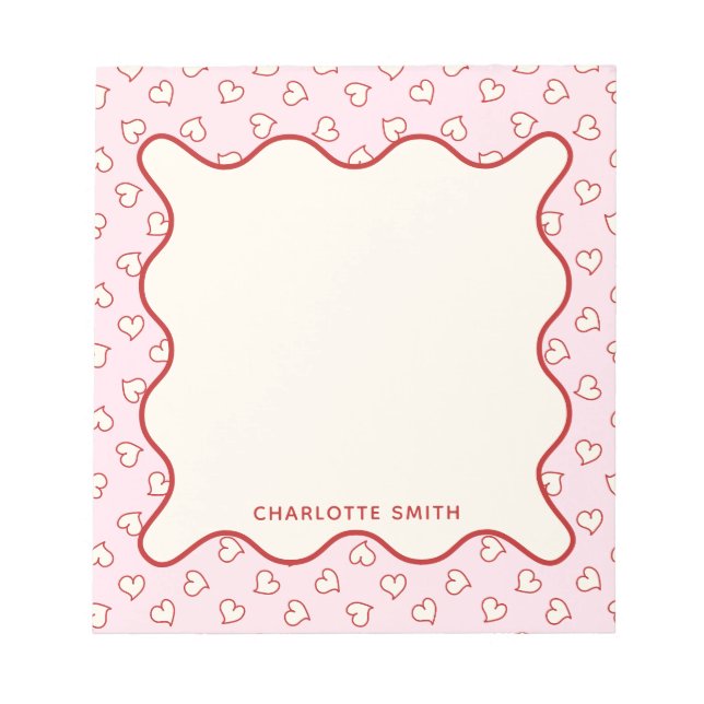 Bloc-note Hearts Pattern Custom Valentine Gift Notepad (Devant)