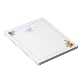 Bloc-note Hébreu Monogramme ALEF personnalisé Floral Post-it