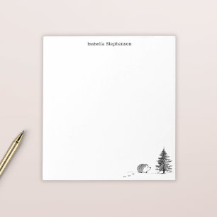 Bloc-note Hérisson d'hiver mignon dessin à la main personnal