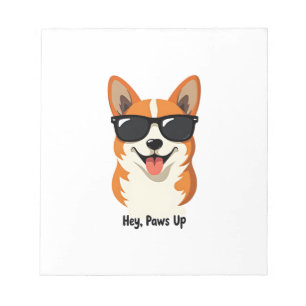Bloc-note Hey Vintage, Patte en l'air Corgi avec Lunettes de