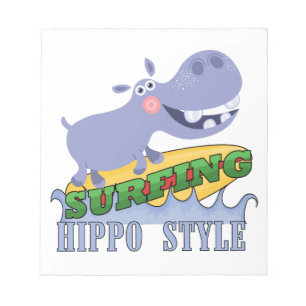 Bloc-note Hippopotame de surfer