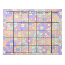 Hippy Retro Mod Flower Blank Calendrier