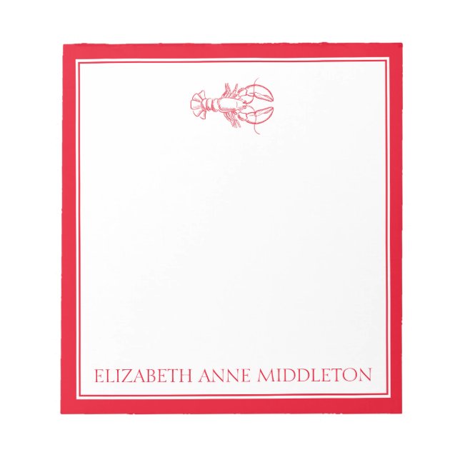 Bloc-note Homard blanc et rouge de Preppy côtier Personnalis (Devant)