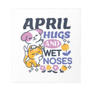 Bloc-note Hugs d'avril et nez mouillé - Cute chien et chat a