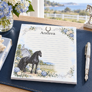 Bloc-note Hydrangea Côtière Andalouse Noire Personnalisée