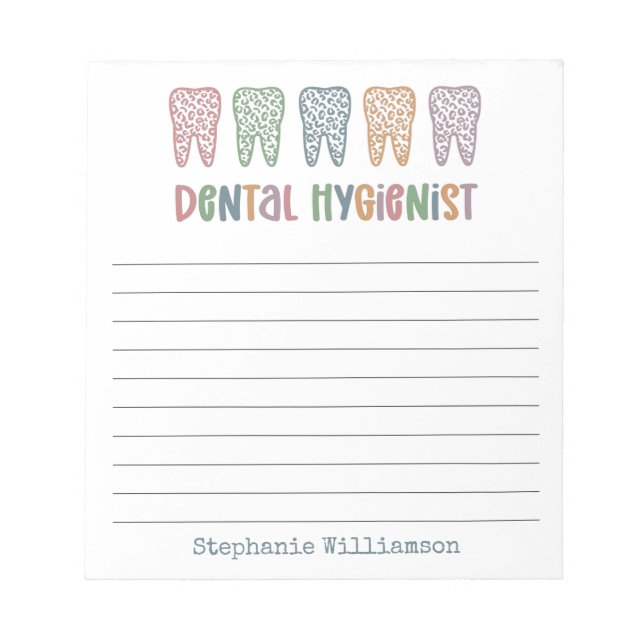 Bloc-note Hygiéniste dentaire personnalisé | RDH Dentist Cut (Devant)