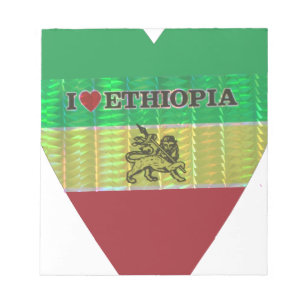 Bloc-note I Love Heart Ethiopie : Drapeau Art Motif