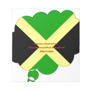 Bloc-note I Love Jamaica Text on Flag Art Print