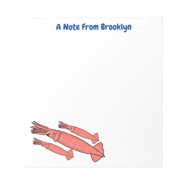 Bloc-note Illustration de calamar rose (Devant)