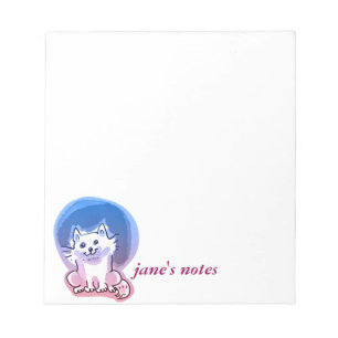 Bloc-note illustration de chaton blanc de style cartoon
