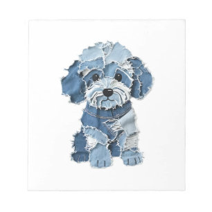 Bloc-note Illustration de chien en patchwork de denim mignon