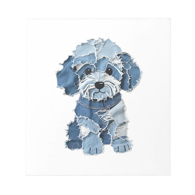 Bloc-note Illustration de chien en patchwork de denim mignon (Devant)