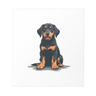 Bloc-note Illustration de dos de chien noir et bronzé vintag