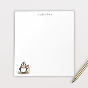 Bloc-note Illustration de manchot d'hiver mignonne en esquis