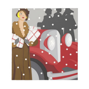 Bloc-note Illustration de mode hivernale vintage élégante de