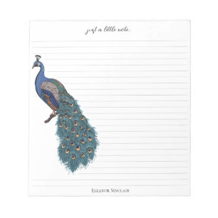 Bloc-note Illustration élégante du paon Turquoise