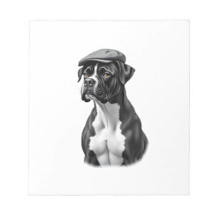 Bloc-note Illustration graphique monochrome de Boxer vintage