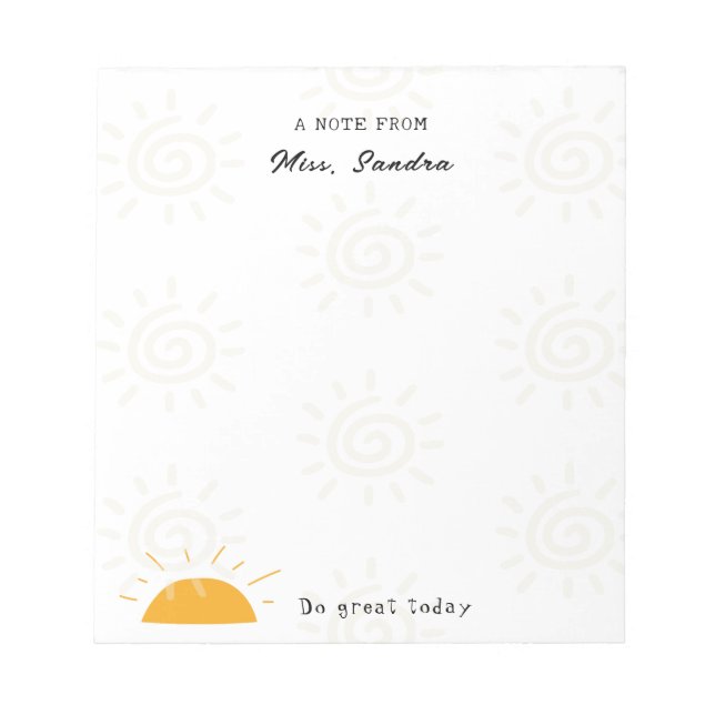 Bloc-note Illustration Sun Note de l'enseignant (Devant)