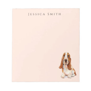Bloc-note Illustration Sweet Basset Hound sur Rose