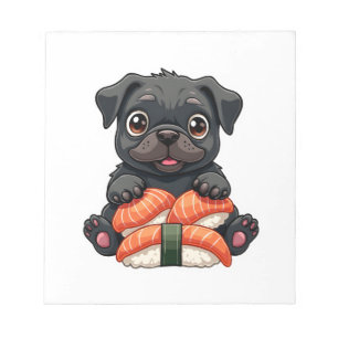 Bloc-note Illustration vectorielle de sushi de pug noir mign