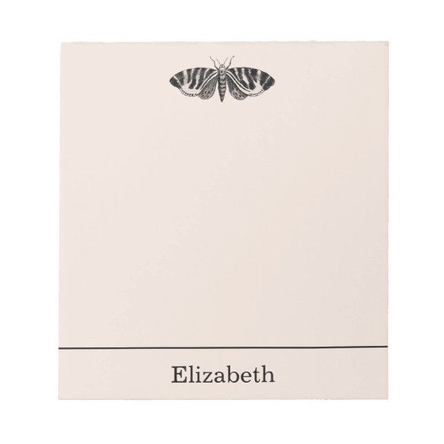 Bloc-note Illustration vintage de papillon noir et bouffée (Devant)