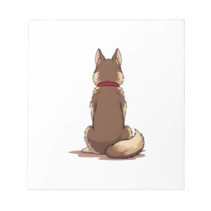 Bloc-note Illustration vintage vue arrière chien Husky marro