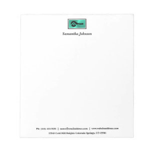 Bloc-note Immobilier Luxueux Turquoise & Clé Noire