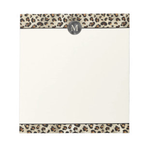 Bloc-note Impression d'animal léopard avec monogramme en fau